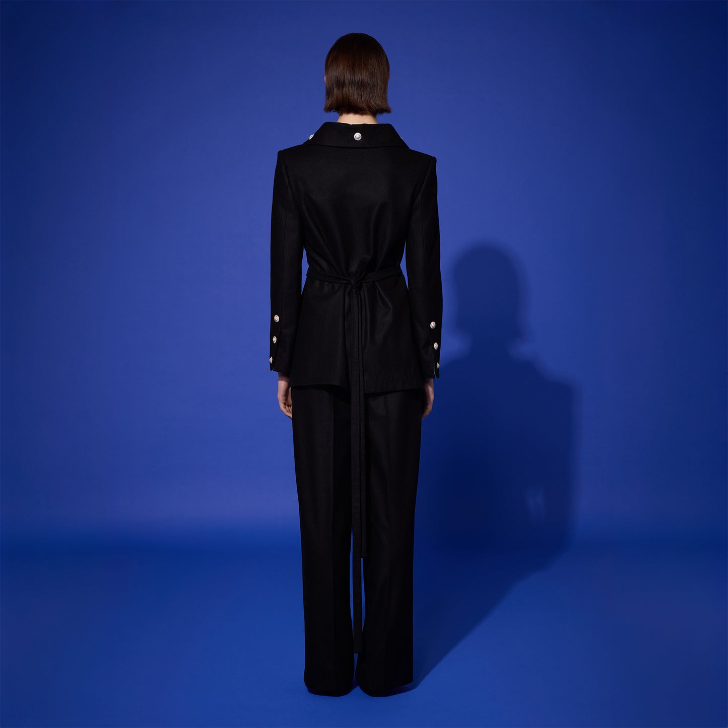 Elegant Black Wool Wrap Jacket